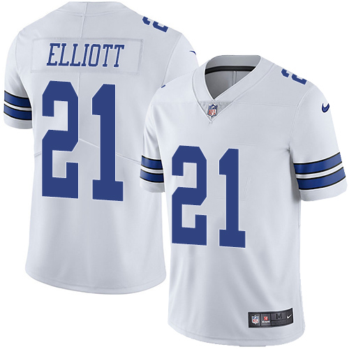 Nike Cowboys #21 Ezekiel Elliott White Men's Stitched NFL Vapor Untouchable Limited Jersey - Click Image to Close